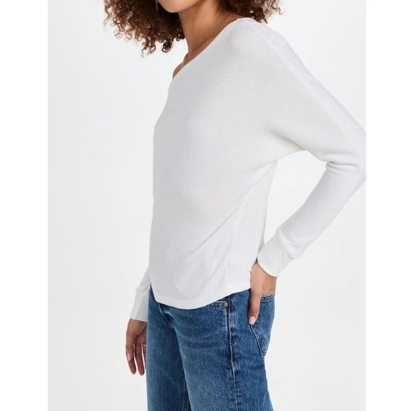 LNA Einar Waffle Off Shoulder Long Sleeve Top in Ivory - NWT - Size Large - Picture 4 of 6